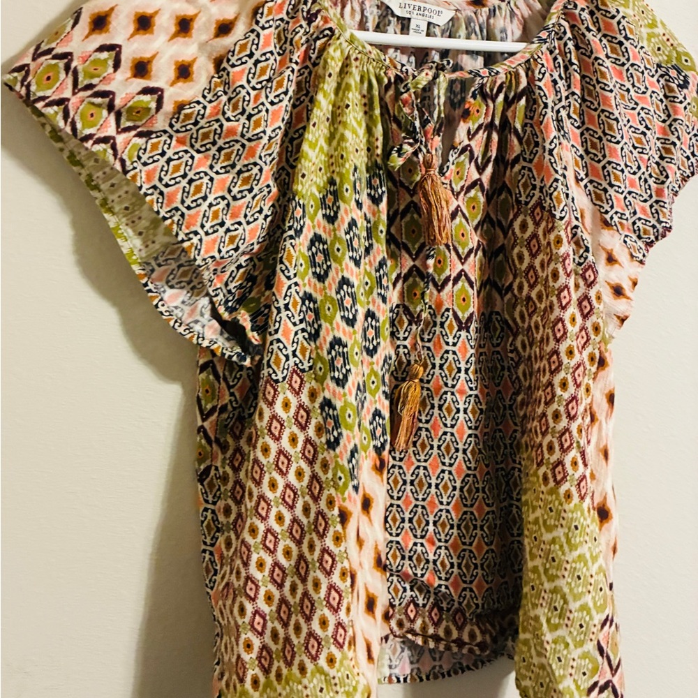 Liverpool Multicolor Patterned peasant style Blouse. Women’s xl